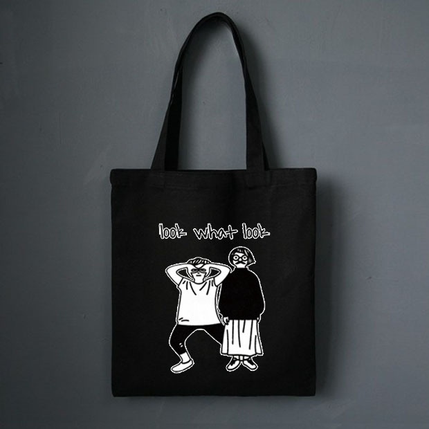 Túi xách canvas in chữ phong cách Hàn Quốc cho nữ