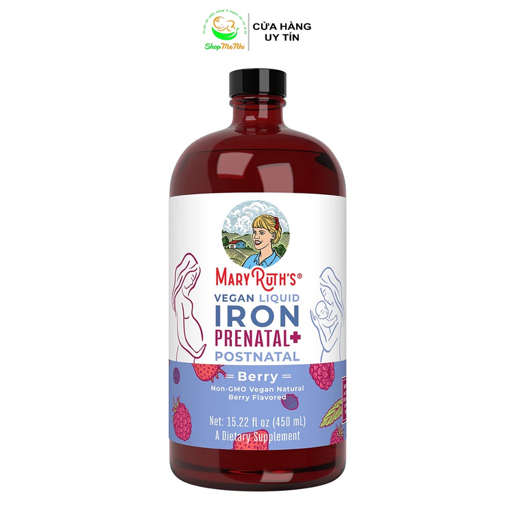 Sắt hữu cơ dạng nước cho mẹ bầu, mẹ sau sinh Mary Ruth’s Liquid Iron Supplement for Pregnant &amp; Postnatal 450ml