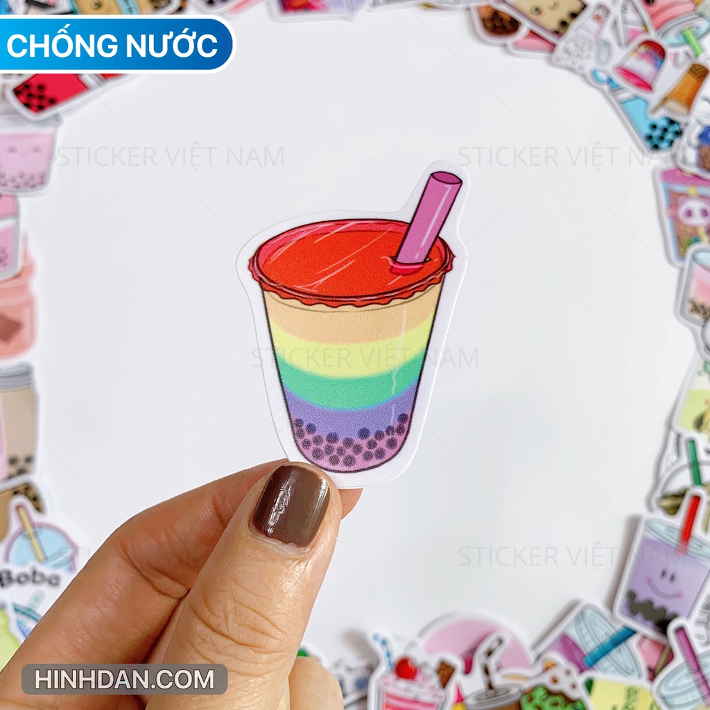 [Trà Sữa Cute Stickers] Hình Dán Chống Nước Chất Liệu PVC Chất Lượng Cao Trang Trí Nón Bảo Hiểm | Sticker Việt Nam