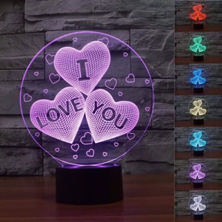 Đèn led 3d trái tim i love you đổi 16 màu