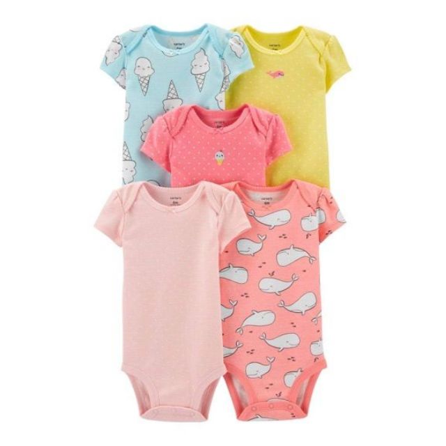 SET 5 BODY CHIP, BODYSUIT CỘC TAY CHO BÉ SƠ SINH 3-11KG, HÀNG ĐẸP