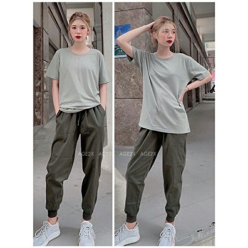 Áo Thun Trơn Nam Nữ Unisex VNXK Chính Hãng AGE2X Màu Trà Nhạt SoftMatcha.