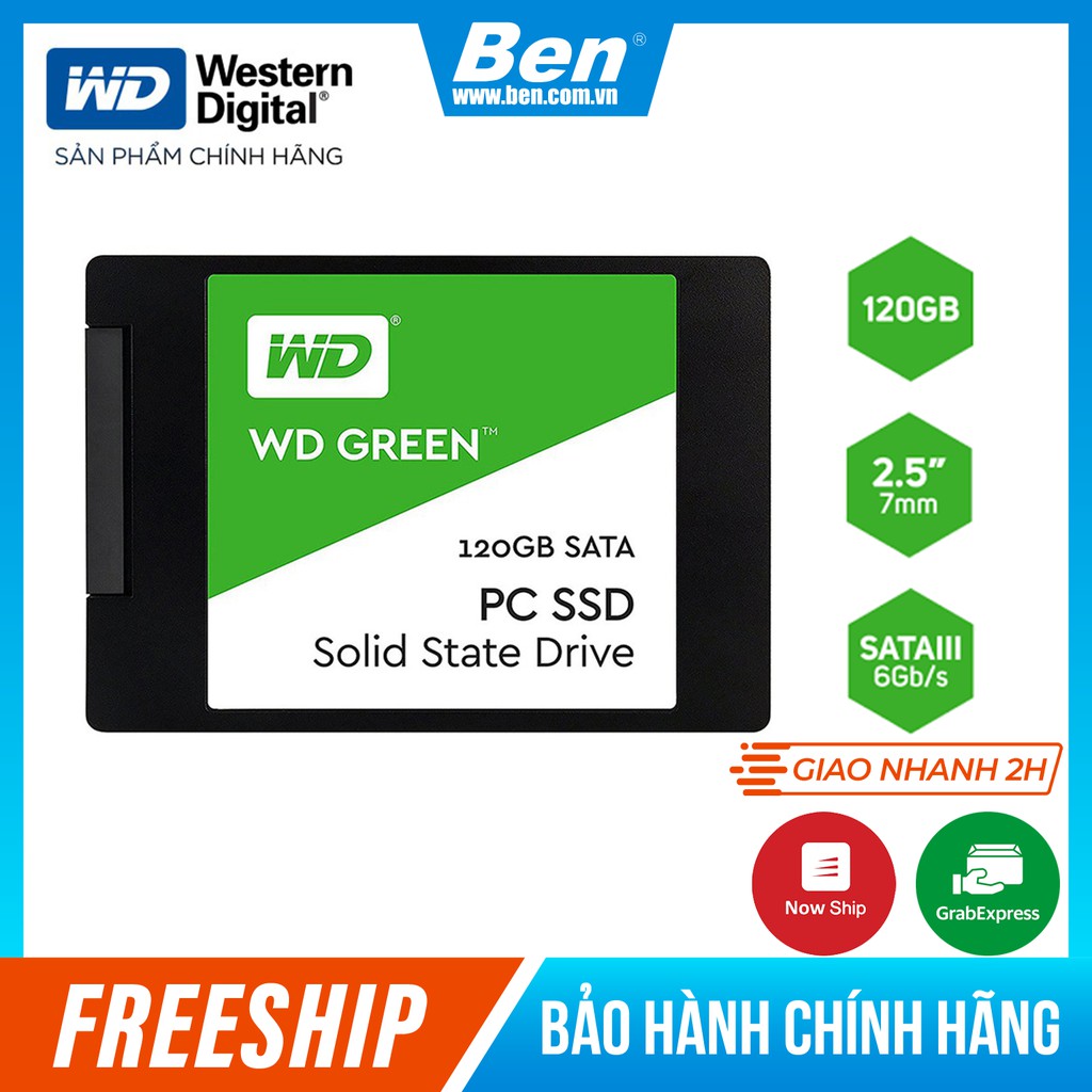 [Mã SKAMCLU9 giảm 10% đơn 100K] Ổ cứng SSD 120GB WD Green 2.5" Sata3 - Bảo Hành 3 Năm Chính Hãng Westren