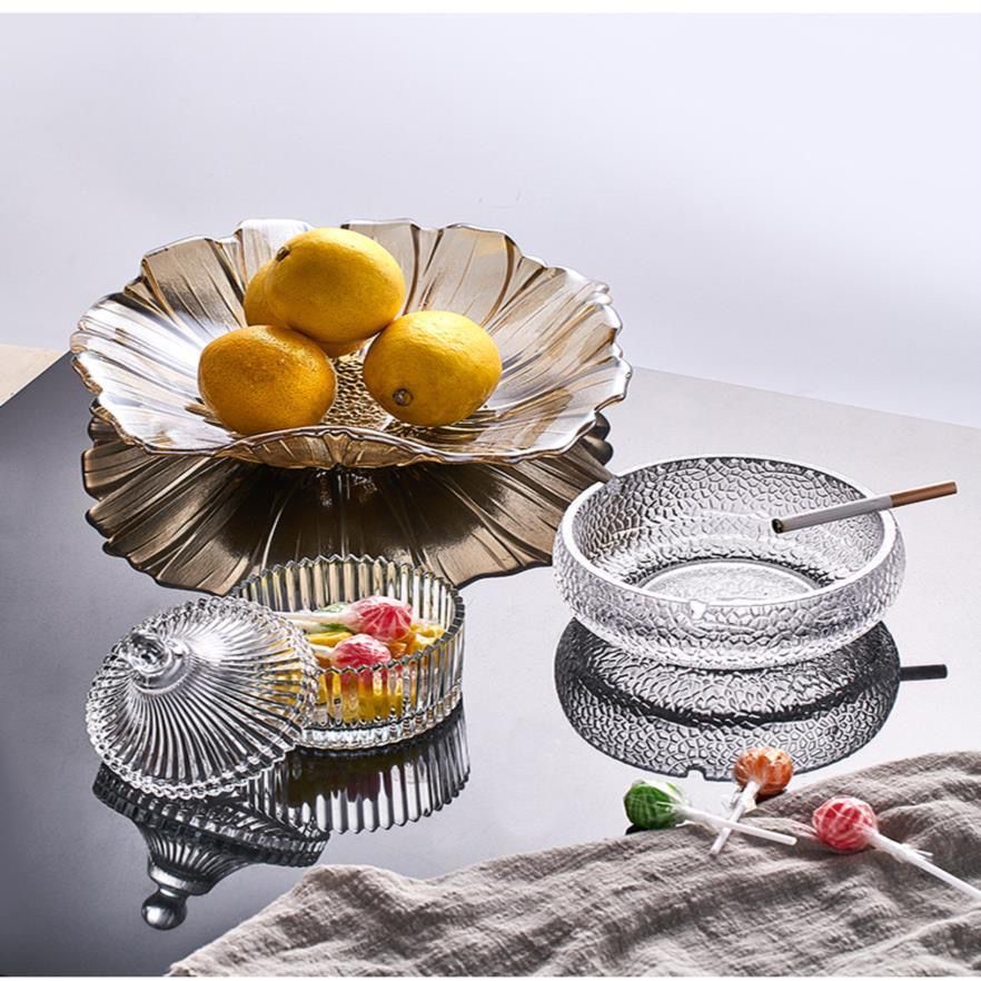 Đĩa Thủy Tinh Đựng Trái Cây Khô Bánh Kẹo Kiểu Bắc Âu Sang Trọng