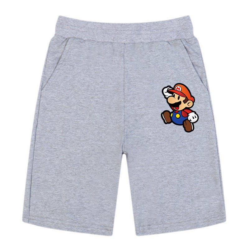 Quần đùi jogger họa tiết super mario cho bé trai gái