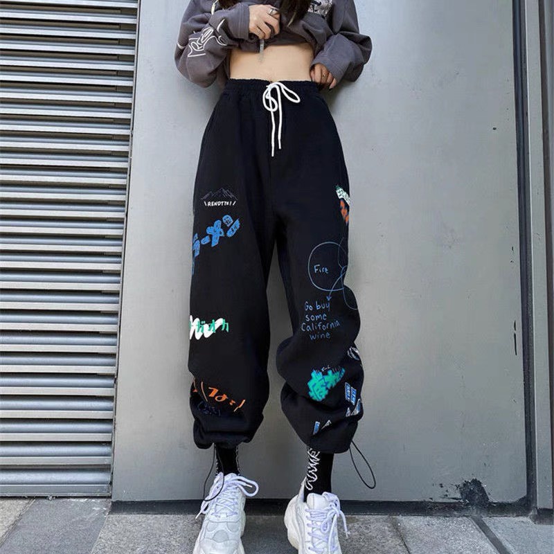 Quần jogger nữa/Quần ống rộng lưng cao unisex nam nữ mặc được 2 kiểu hình in phong cách RÔ STORE QD35