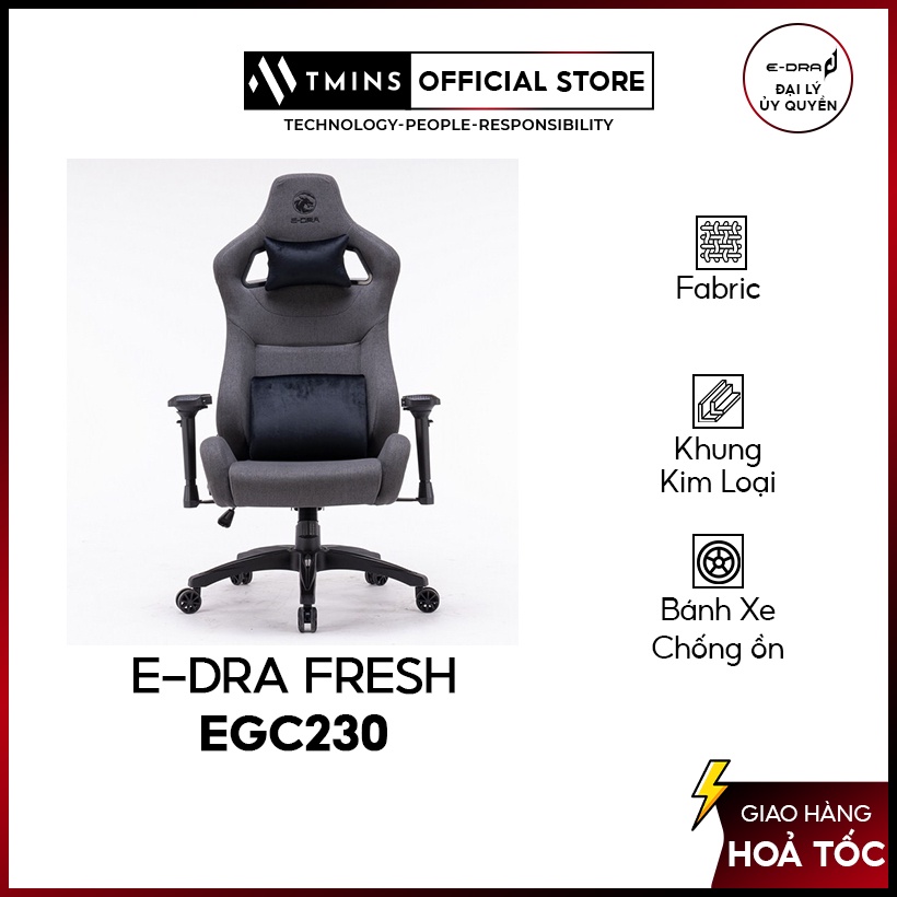 Ghế gaming E-Dra FRESH EGC230 vải kháng khuẩn tay ghế 4D đệm cao su nguyên khối