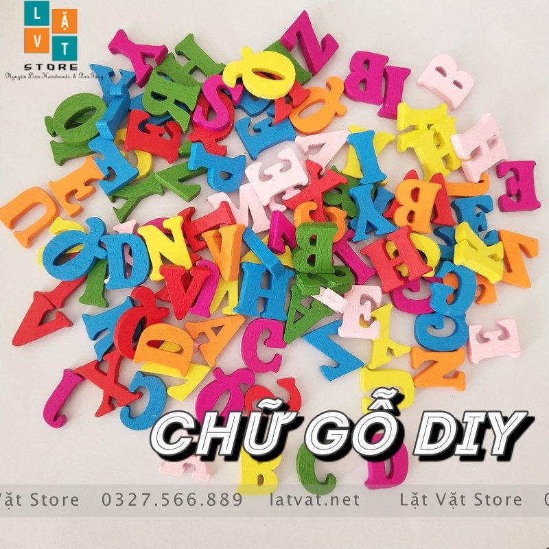 Mô hình chữ bằng gỗ an toàn cho bé tập nhận diện, trang trí, làm đồ handmade