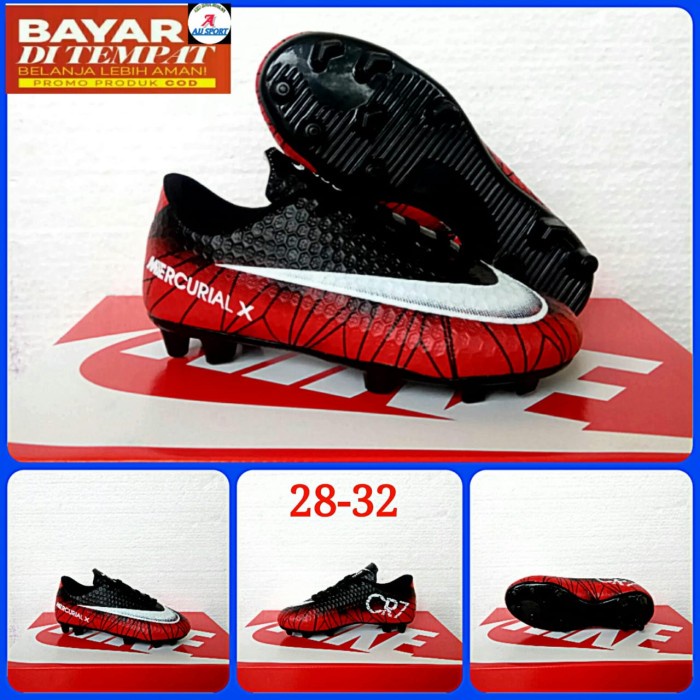 Giày Đá Bóng Nike Size 28-32 Màu Đỏ Đen Size 32 Thời Trang Cho Bé