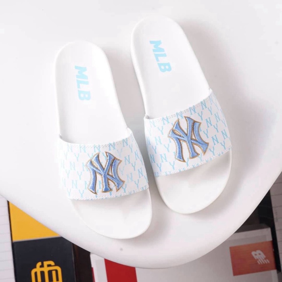 Dép quai ngang nữ MLB NY Monogram mang êm chân, đế bền, chống thấm nước, chống trơn trượt,  BGHouse