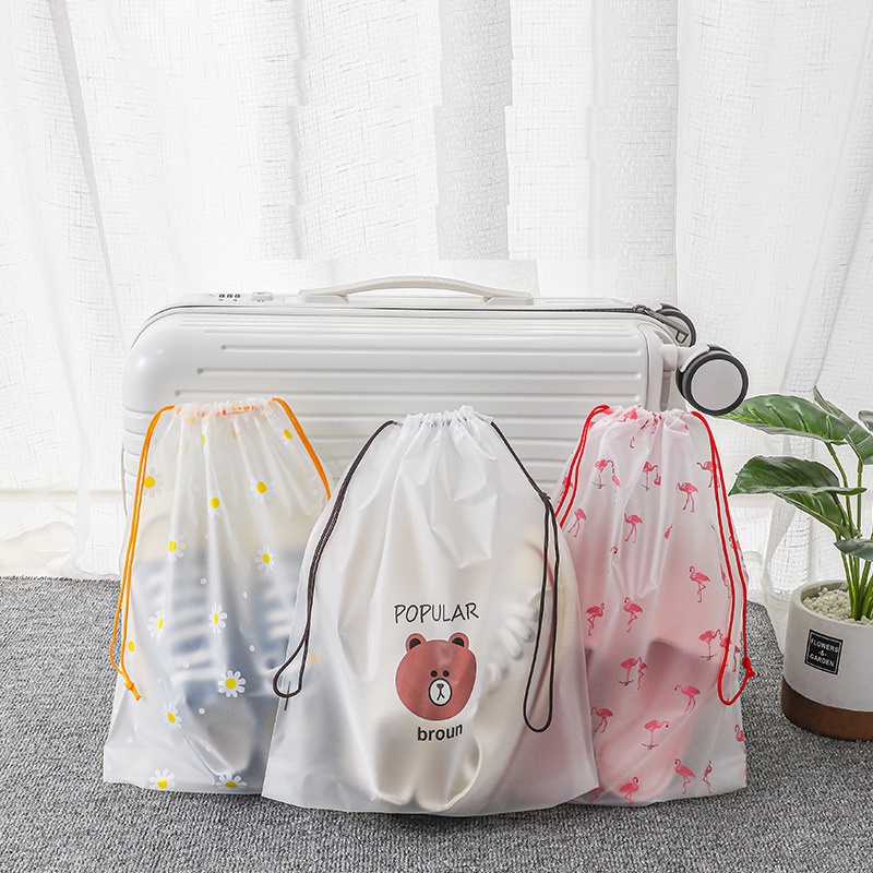 Túi Dây Rút Đựng Quần Áo Đồ Lót Giày Dép Điện Thoại Ví Xiền Khi Đi Du Lịch Chống Thấm Sz Lớn 27x37Cm (Nhiều Hình)