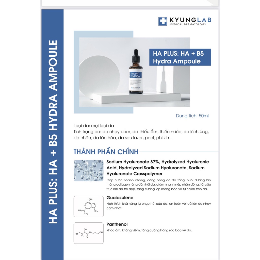 Tinh chất serum Kyung Lab HA Plus [HA + B5] Hydra Ampoule căng bóng da cấp ẩm phục hồi 50ML - PHUONGANHOUSE