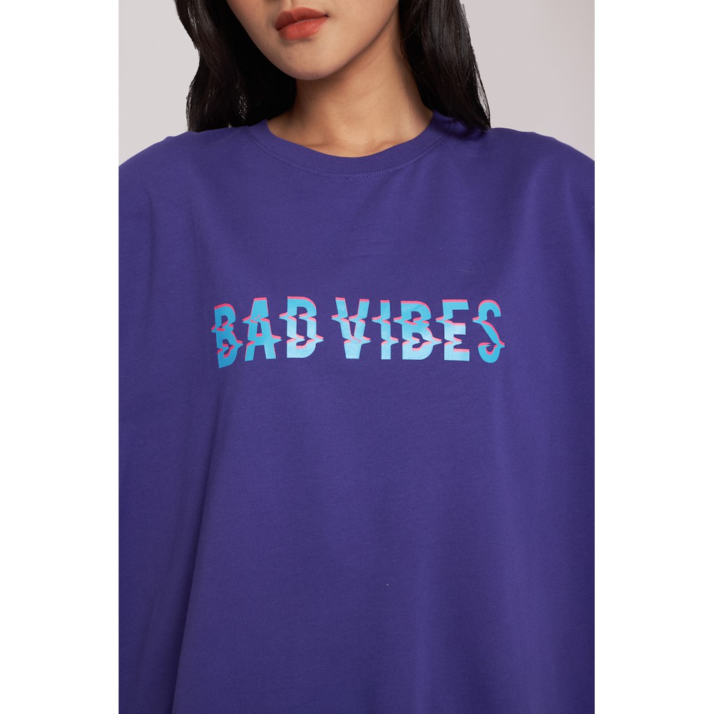 Áo Sweatshirt Nỉ Không Mũ Nữ BOO Vải Da Cá Form Rộng In Hình Bad Vibes Màu Tím Trend | BigBuy360 - bigbuy360.vn