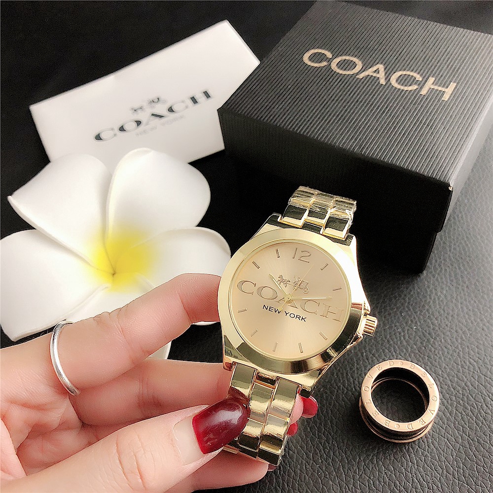 Coach Jam Tangan Wanita Đồng hồ đeo tay nữ bằng thép không gỉ Đồng hồ chống nước