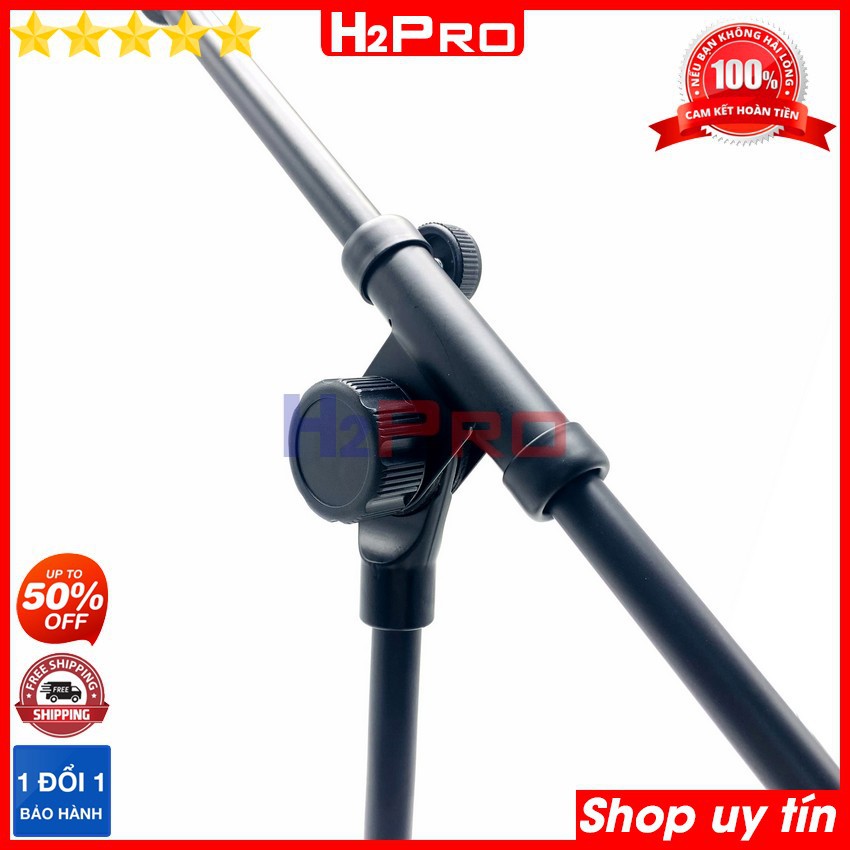 Chân micro đứng để bàn H2Pro cao tối đa 80cm, chân gắn micro đứng để bàn cao cấp đế đúc chắc chắn-thân hợp kim phủ sơn