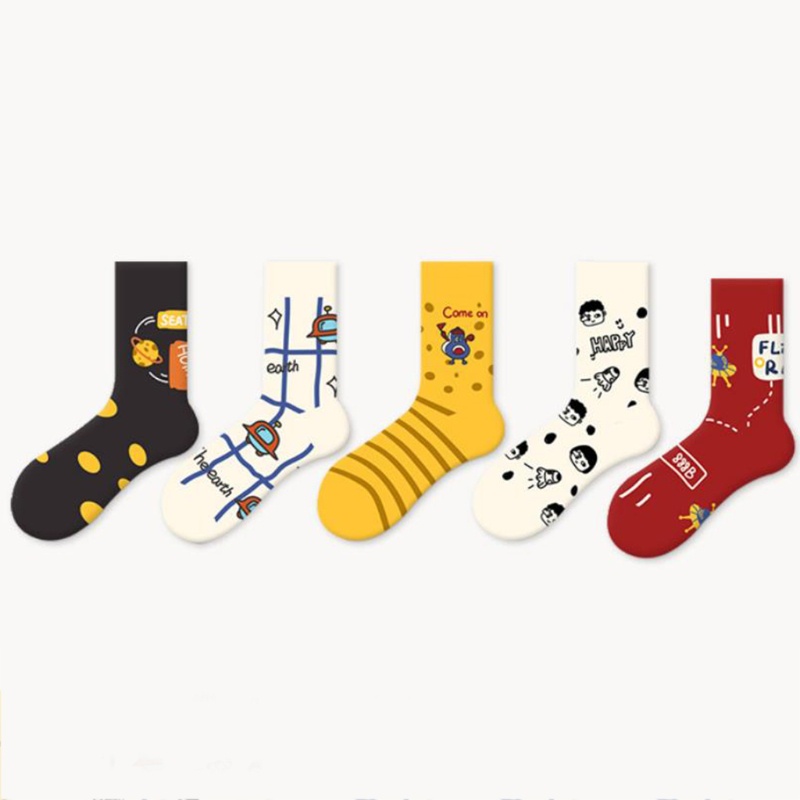 Xiangbao Vớ Cotton Co Giãn In Họa Tiết Vũ Trụ Hành Tinh Vũ Trụ Hoạt Hình Vui Nhộn Phong Cách Harajuku Cho Nam Và Nữ