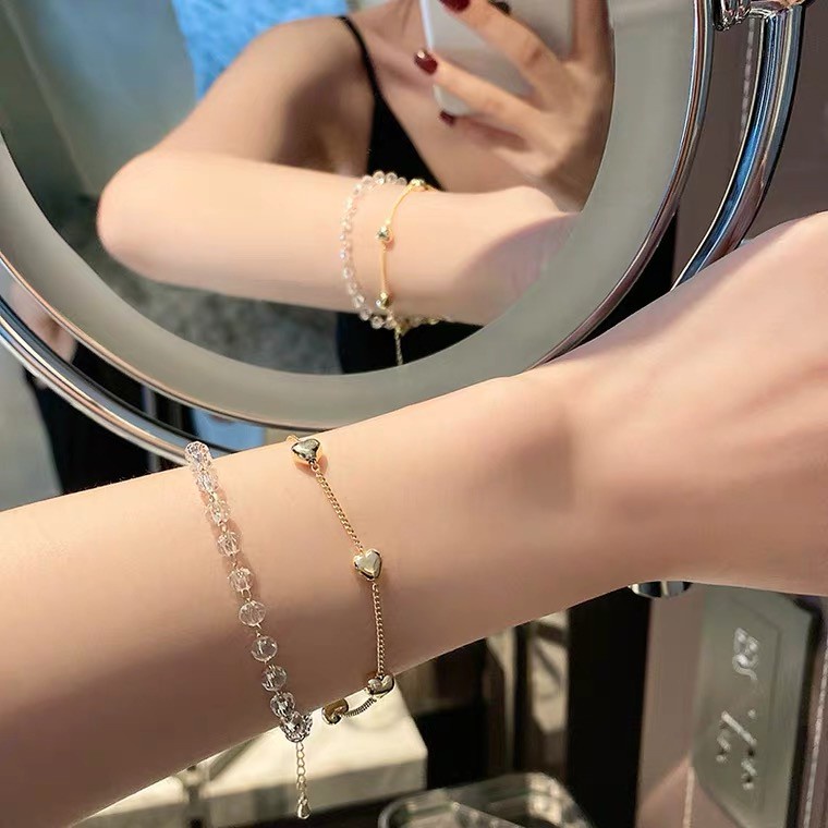 Vòng tay mặt trái tim kim loại thời trang dành cho nữ