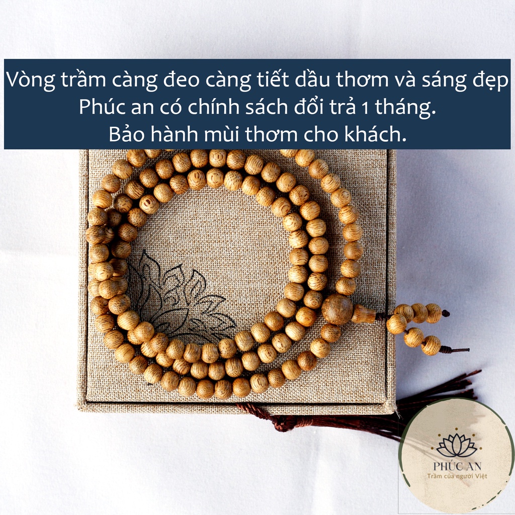 Vòng tay trầm hương 108 hạt 6mm, 8mm Phúc an - Vòng tay nam nữ đẹp và sang trọng.