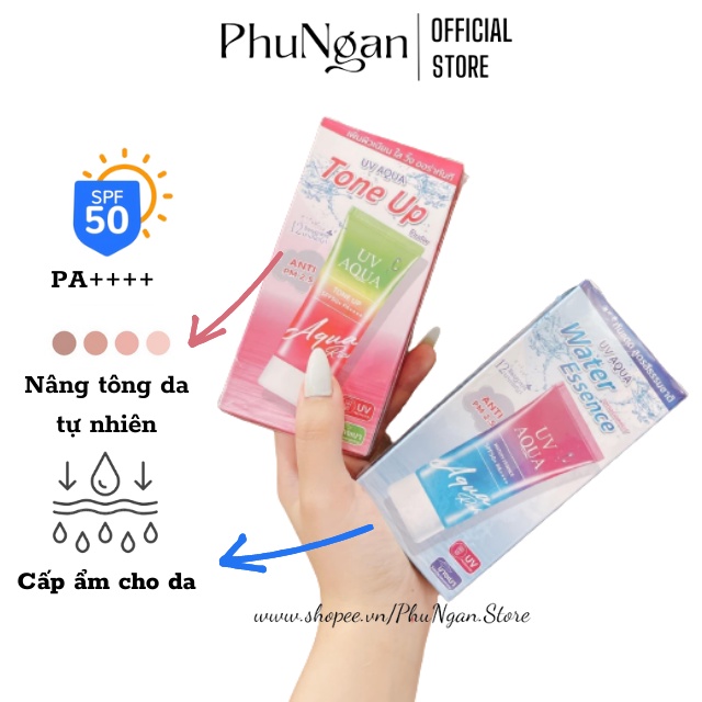 Kem chống nắng UV Aqua Water Essence/Tone Up 12Nangpaya Thái Lan 60ml (Dưỡng ẩm/Nâng tone)
