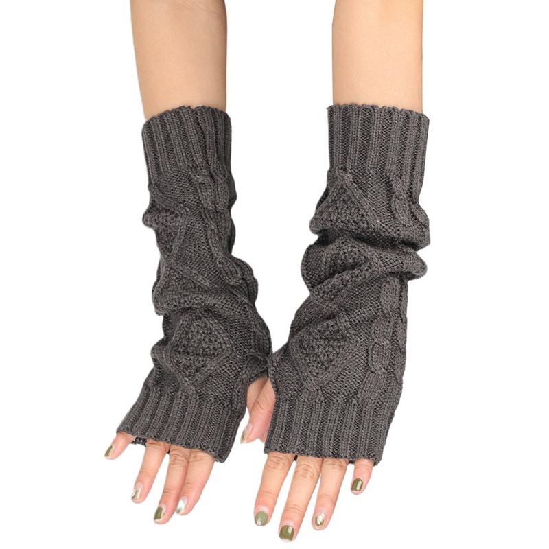 Găng Tay Len Dài Hở Ngón Ấm Áp Màu Sắc Đơn Giản Dành Cho Nam Và Nữ