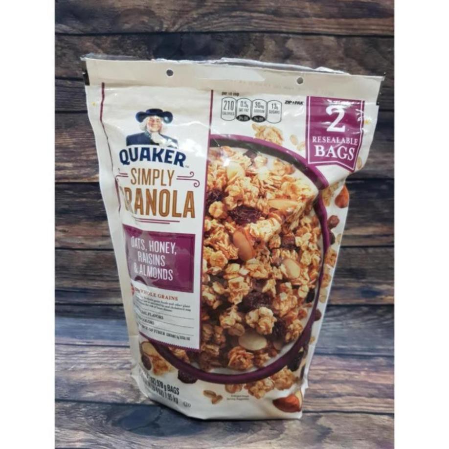 Ngũ Cốc Dinh Dưỡng  Mật Ong hạnh nhân nho khô Ăn Liền Yến mạch Quaker Simply Granola Raisins Almonds 2lbs TPBS