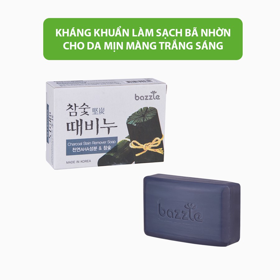 Xà phòng thực vật THAN HOẠT TÍNH Bazzle Hàn Quốc xà bông thảo dược làm sạch bã nhờn dưỡng ẩm cho da sáng mịn màng | BigBuy360 - bigbuy360.vn