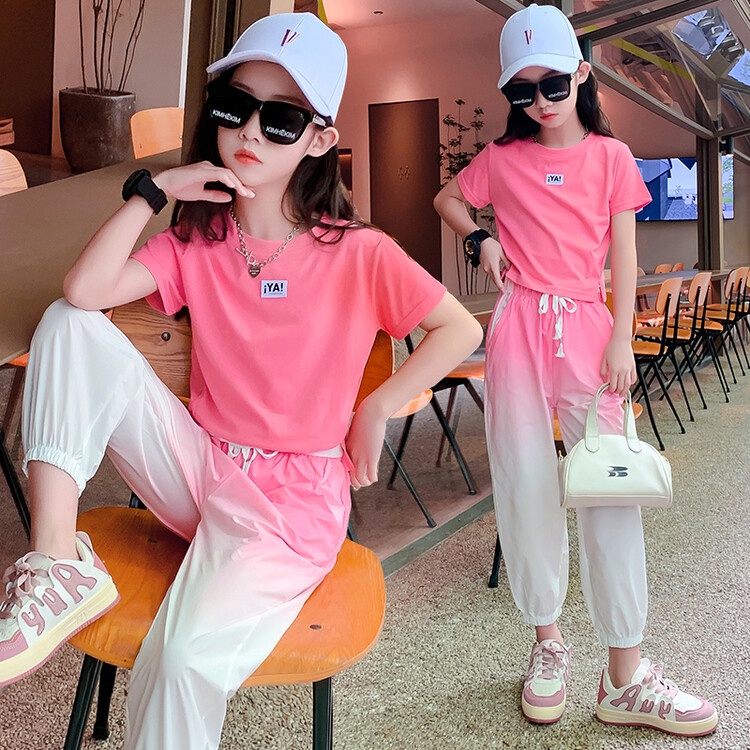 Set Đồ Mùa Hè Hai Món Màu Sắc Gradient Thời Trang Dành Cho Bé Gái