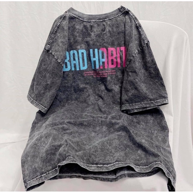 Áo phông loang Bad Habits rainbow form rộng đẹp- Áo thun tay lỡ kiểu hàn quốc vải cotton HARI in hoạ tiết