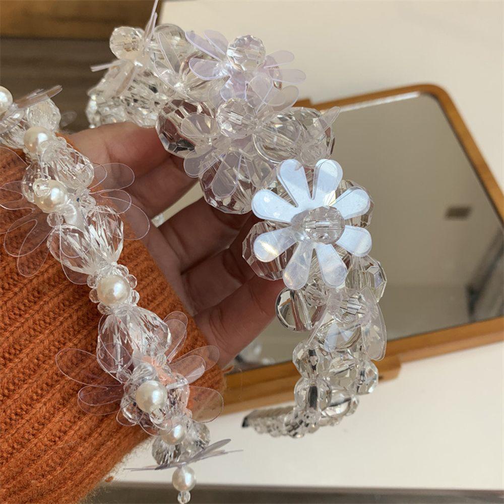ANEMONE Băng Đô Cài Tóc Đính Hạt Nhựa PVC Hình Bông Hoa Phong Cách Hàn Quốc Dành Cho Nữ