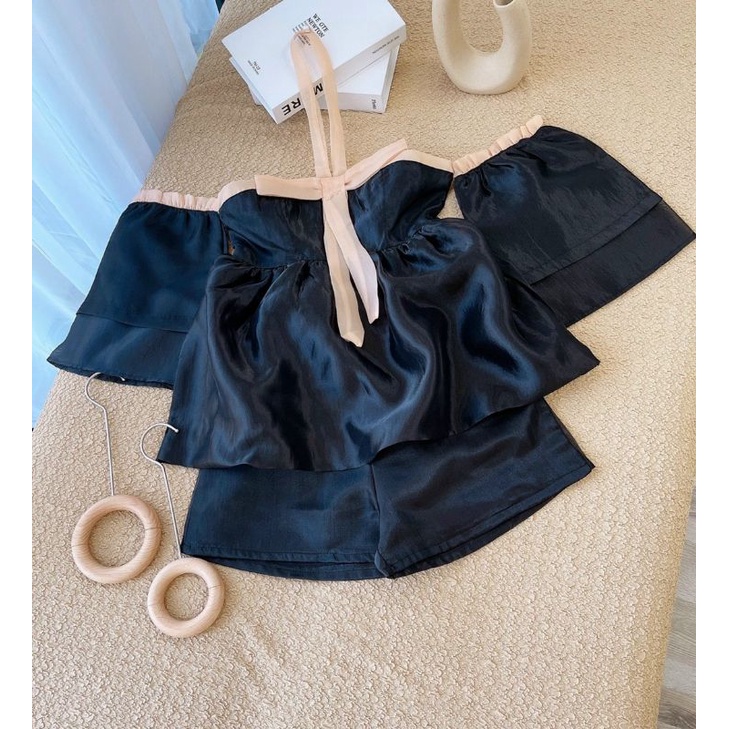Set áo tay phồng viền nơ Sunny Set