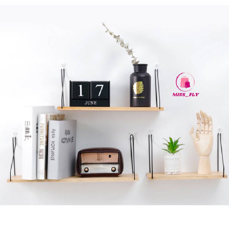 Kệ nhà tắm treo tường giá gỗ trang trí nhà cửa độc đáo, tiết kiệm không gian Kệ chữ nhất độc đáo