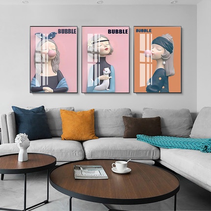 T28 Tranh Treo Tường Phòng Ngủ Cho Bé Hình/ Búp Bê/ Phi Hành Gia/Tranh Động vật Chó Mèo Ngộ Nghĩnh Decor Tráng Gương