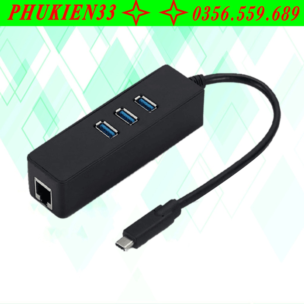 Hub Type C có 1 cổng LAN + 3 cổng USB 3.0