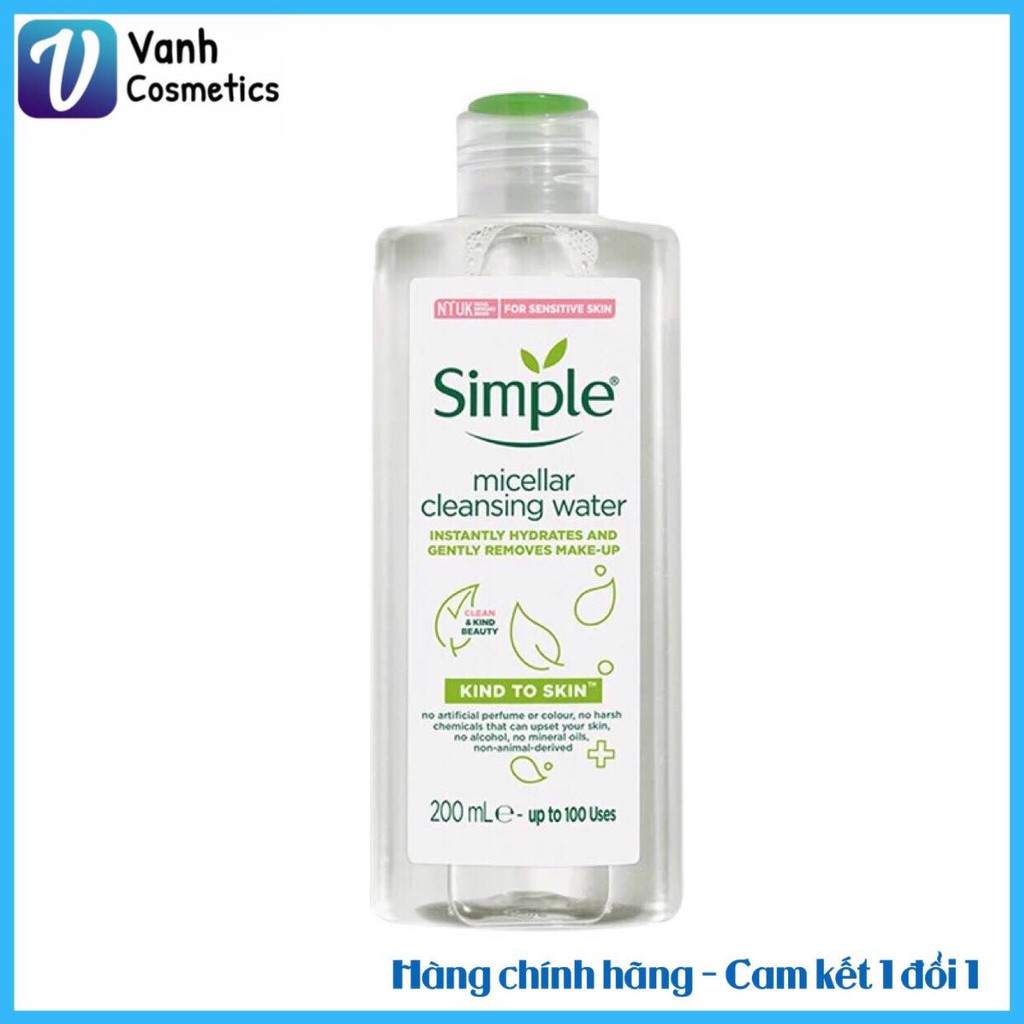 Nước tẩy trang Simple Kind to Skin Micellar Cleansing Water - Vanh Cosmetics