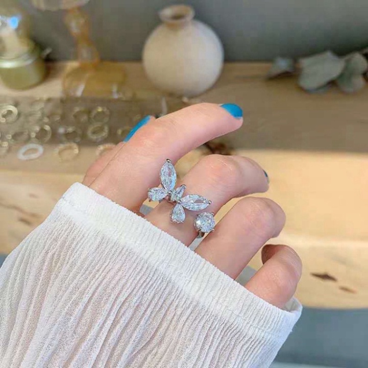 Nhẫn Nữ Bướm Pha Lê Cao Cấp Đính Đá Thời Trang Phong Cách Hàn YAH72683 - YiAcesssories