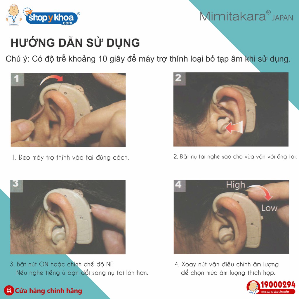 Máy Trợ Thính Vành Tai, Hộp Sạc Di Động Mimitakara  . Made In Taiwan