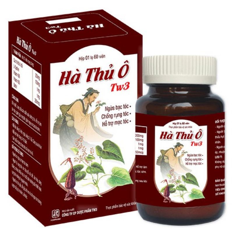 Combo HÀ THỦ Ô TW3 - Liệu trình 8 hộp 60 Viên - Hết lo bạc tóc, rụng tóc, giúp mọc tóc...
