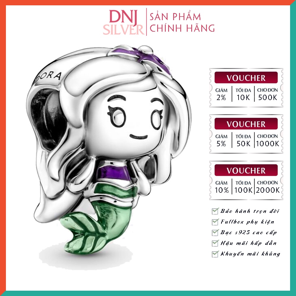 [Hàng cao cấp] Charm bạc 925 cao cấp, hàng chuẩn bạc - Charm Disney The Little Mermaid Ariel thích hợp để mix vòng tay