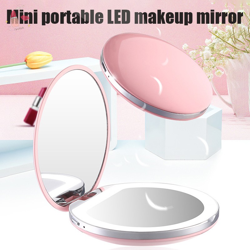 Gương trang điểm mini có đèn LED
