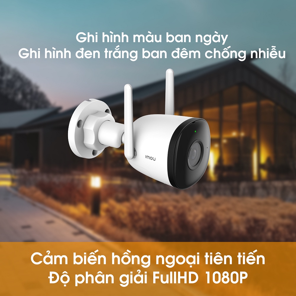 Camera không dây WiFi ngoài trời IMOU IPC-F22FEP ghi hình màu ban đêm - Hàng Chính Hãng