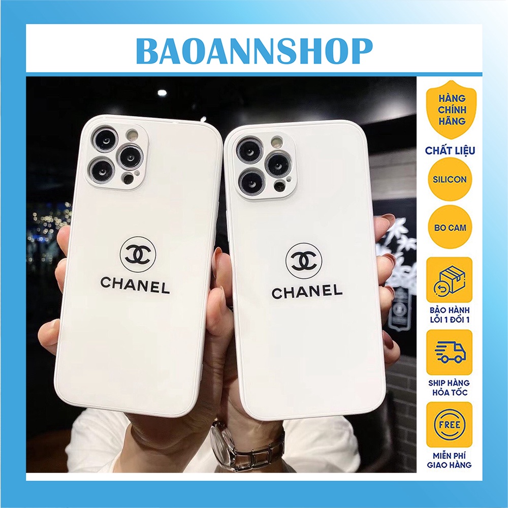 Ốp lưng iphone hình logo ch.ane.l C16 dẻo cạnh vuông bảo vệ camera 7plus/8plus/x/xs/xsmax/11/12/13/pro/promax