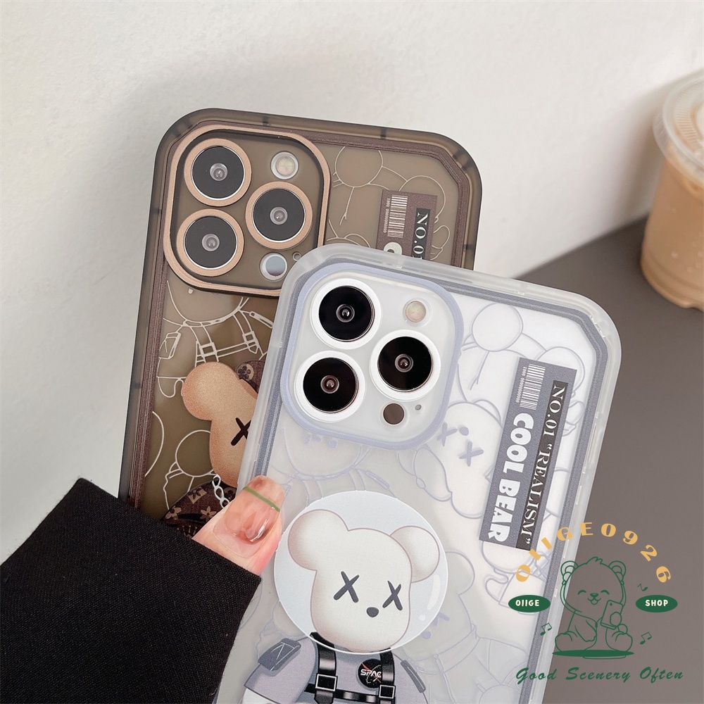 Ốp Điện Thoại TPU In Hình Gấu Kèm Giá Đỡ Ẩn Cho Iphone 13 12 11 Pro Max Xs Max Xr X 8 7Plus