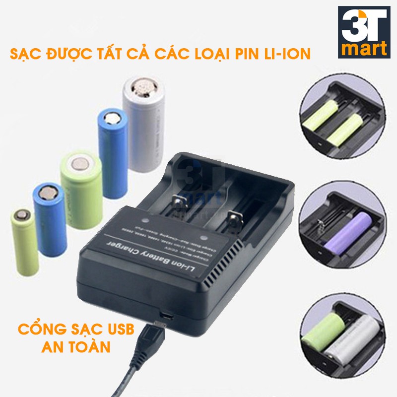 Bộ 1 đèn pin siêu sáng C'mon Power DELTA XML-L2 + 2 pin sạc + bộ sạc đôi nhanh USB 1A (VÀNG)