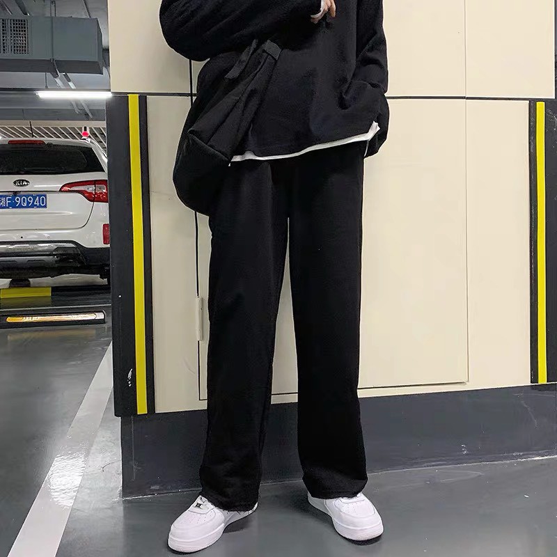 Quần ống suông cullotes nam nữ unisex trơn đen xám siêu hot 2020- quần ống rộng thể thao unisex dễ kết hợp<70kg | BigBuy360 - bigbuy360.vn