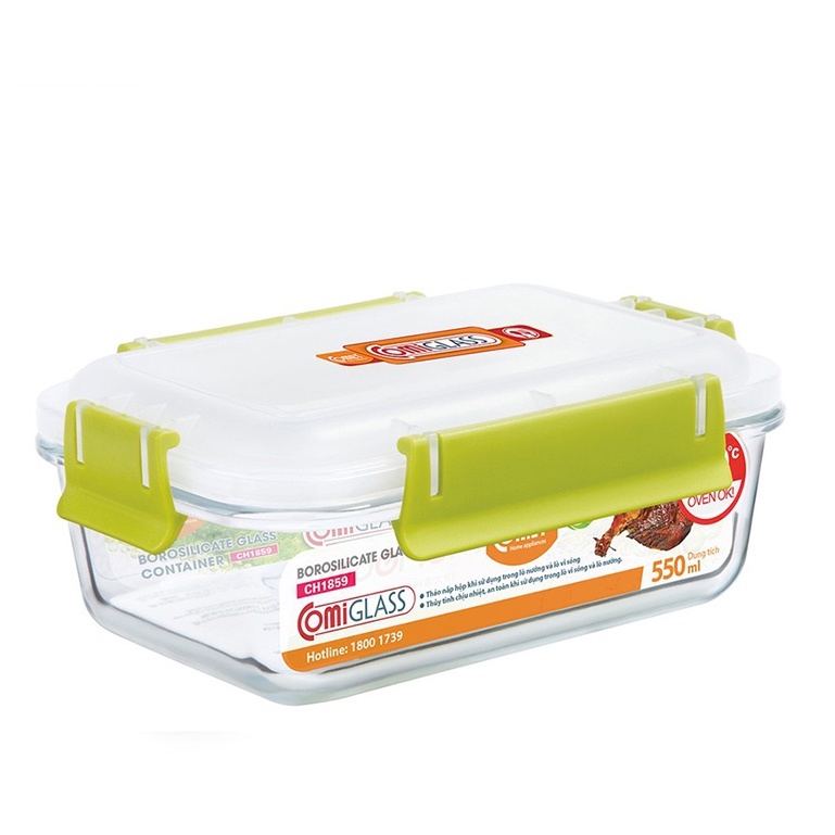 [LIFEMC11M2ADP -12% đơn 250K] Hộp đựng thực phẩm thuỷ tinh 550ml Comet CH18-58 (Hộp chữ nhật)