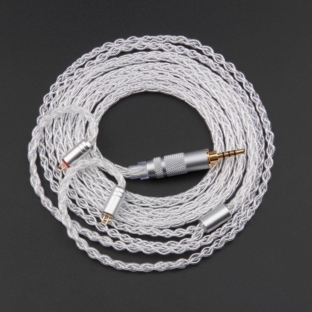 Cáp tai nghe Yinyoo mạ bạc được nâng cấp 8 lõi với MMCX / 2 chân cho Yinyoo HQ5 HQ6 QT2 KZ ZS10 ZS6 ES4 ZSA ED16 ZSR H3