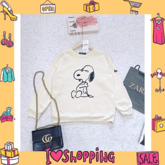 áo nỉ,  ÁO NỈ NỮ MÀU BE BO GẤU CÚN SNOOPY | BigBuy360 - bigbuy360.vn