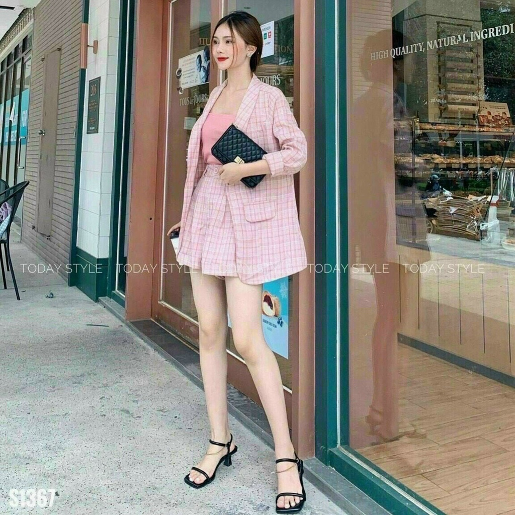 Vest nữ áo khoác xịn sò kèm bộ đùi cực xịn set ba món