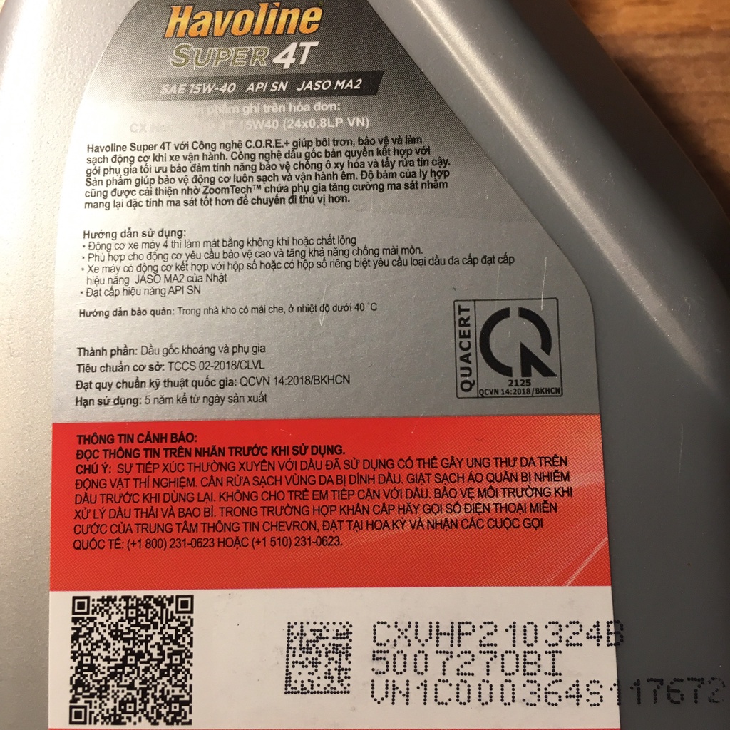 Nhớt xe số gốc khoáng Caltex Havoline Super4T 15w40/20w50