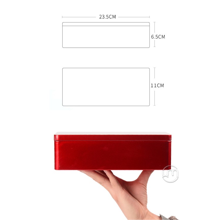 23.5*11*6.5cm- Hộp thiếc chữ nhật đựng trà, bánh,...